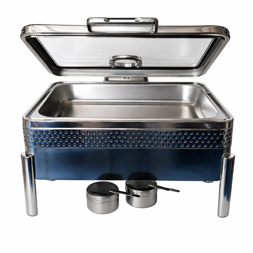 Stainless Steel Chafing Dish with Glass Lid – Buffet & Catering Food Warmer..webp