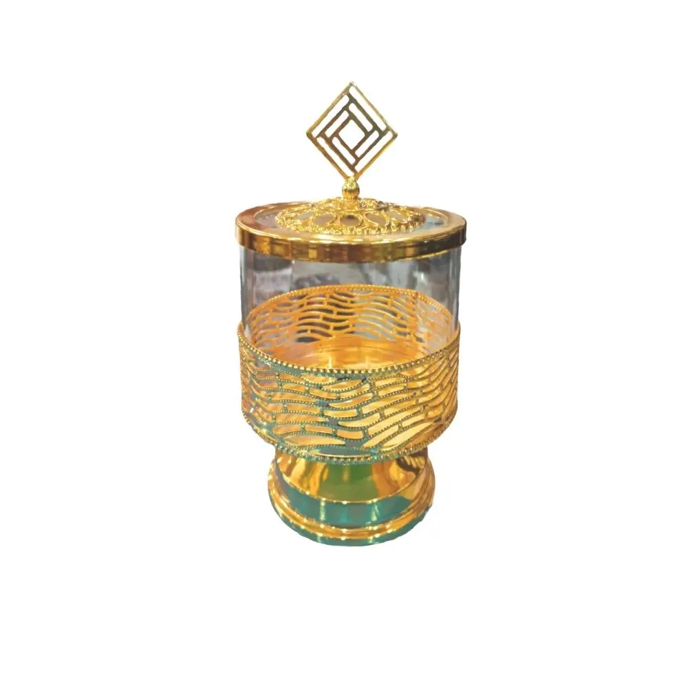 CANDY BOWL WITH STAND GOLD 12.5CM