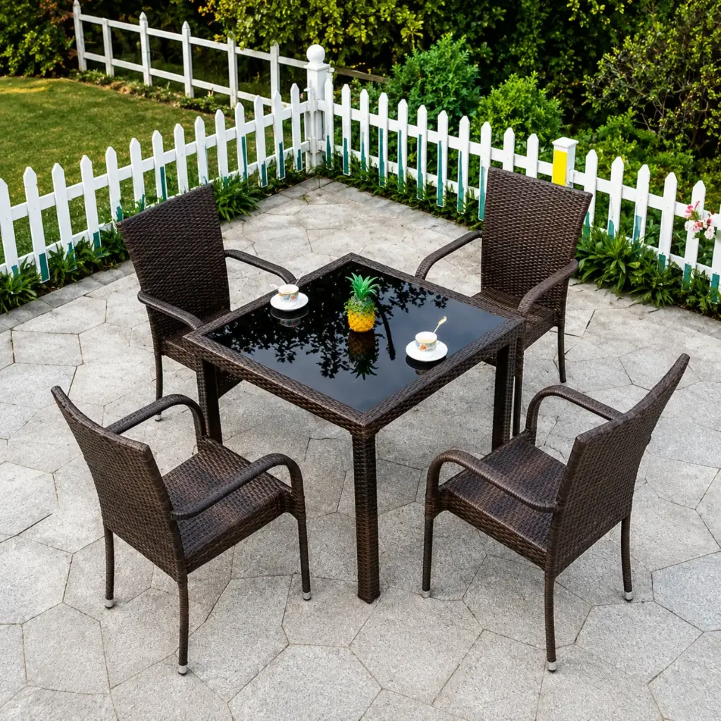 GLASS TABLE WITH 4PCS CHAIR SET