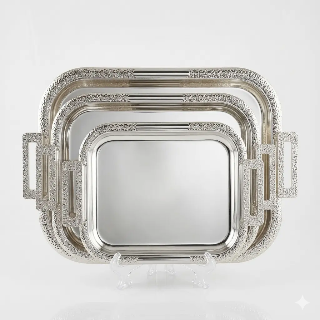SERVING TRAY SILVER 3PCS/SET (HY25-0098-48)