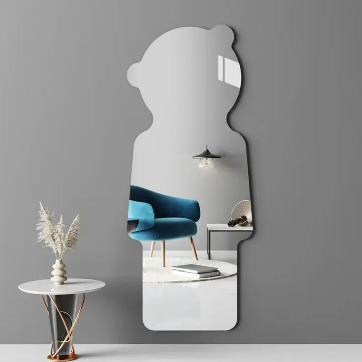 مرآة حائطية طويلة بتصميم دب - 50 × 150 سم - مرآة ديكور منزلي عصري