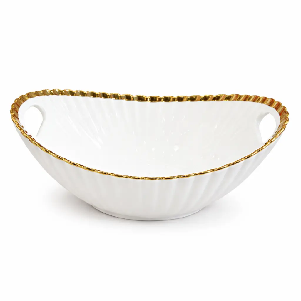 CERAMIC OVAL BOWL GOLD RIM 11" (2511-16001-24-32)