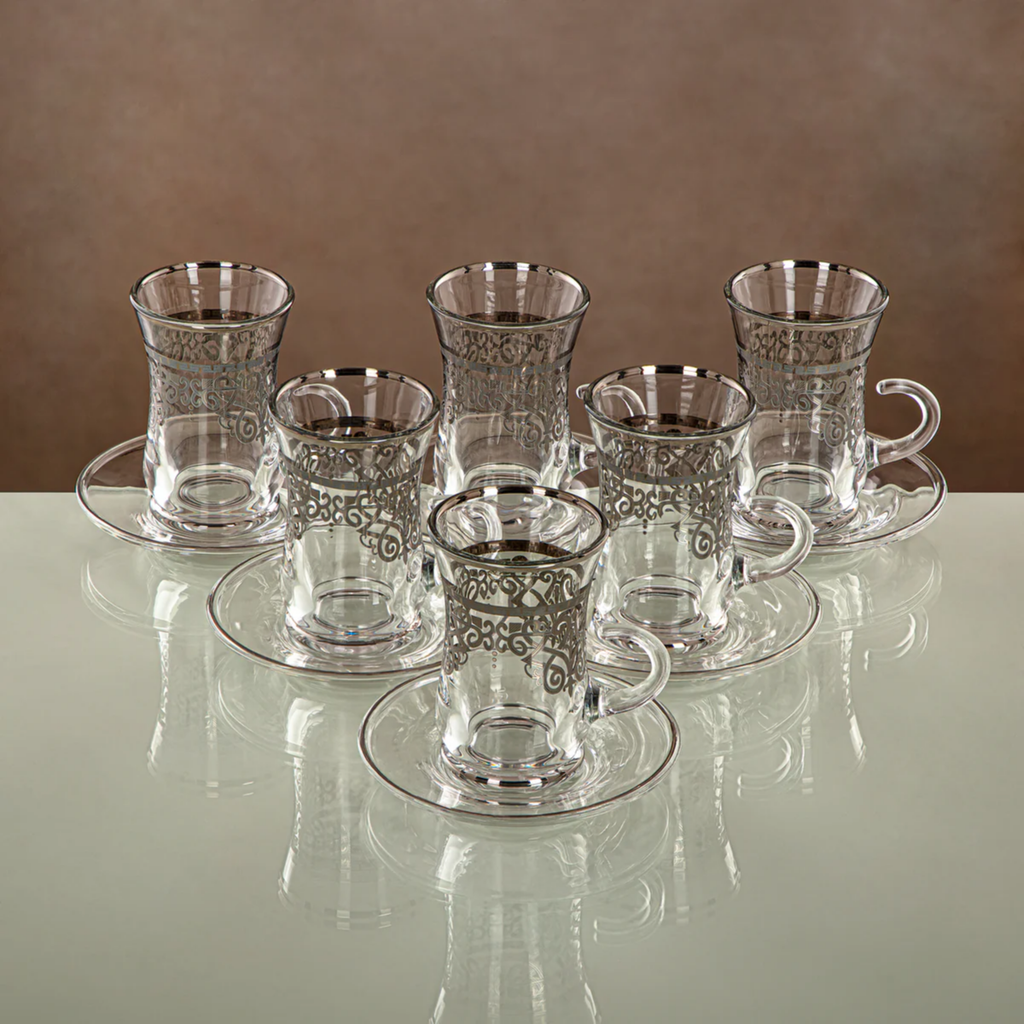 12 PCS TEA CUP & SAUCER 1496BJ-0001P-YCS-SIL