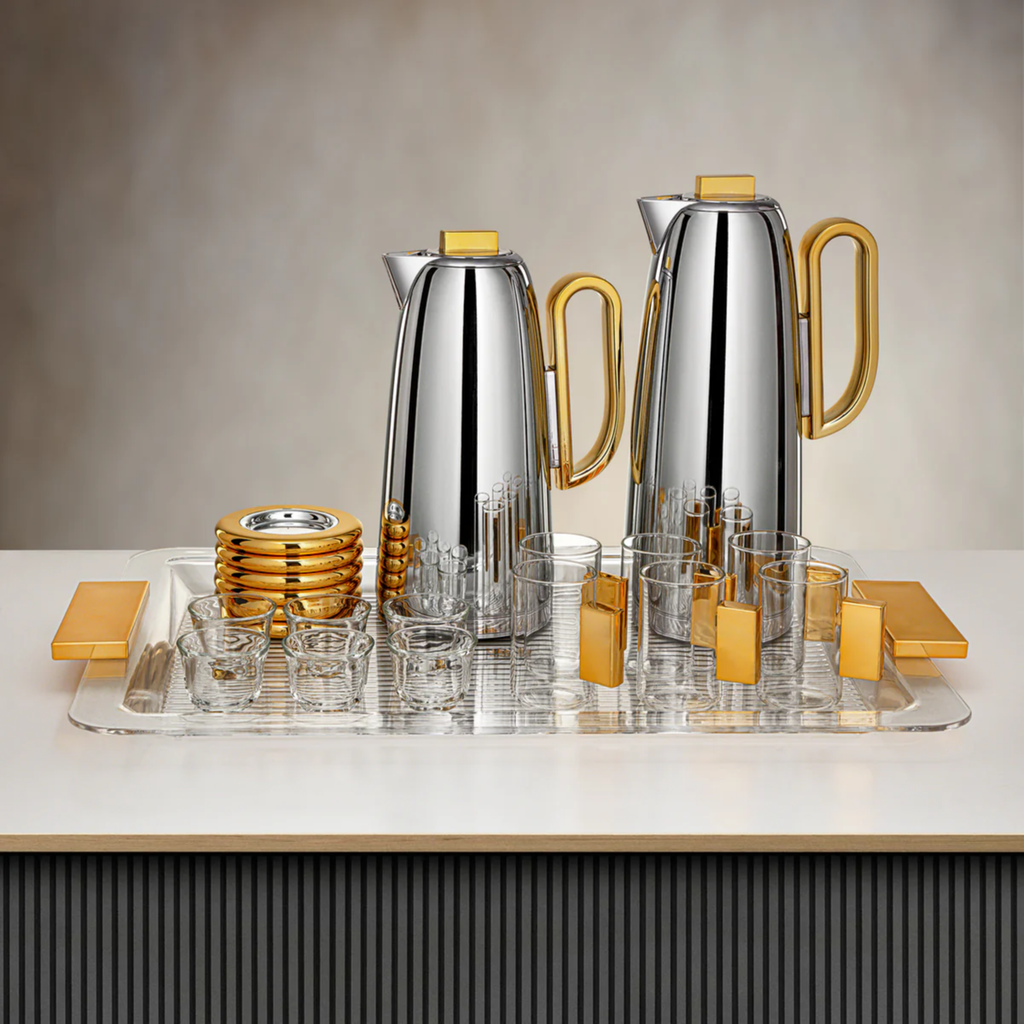 ALMARJAN TEA & COFFEE SET 21 PIECES SILVER & GOL