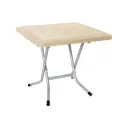 Square folding wicker table with metal base-80cm