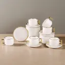 CERAMIC TEACUP & SAUCER 12PCS/SETGOLD RIM